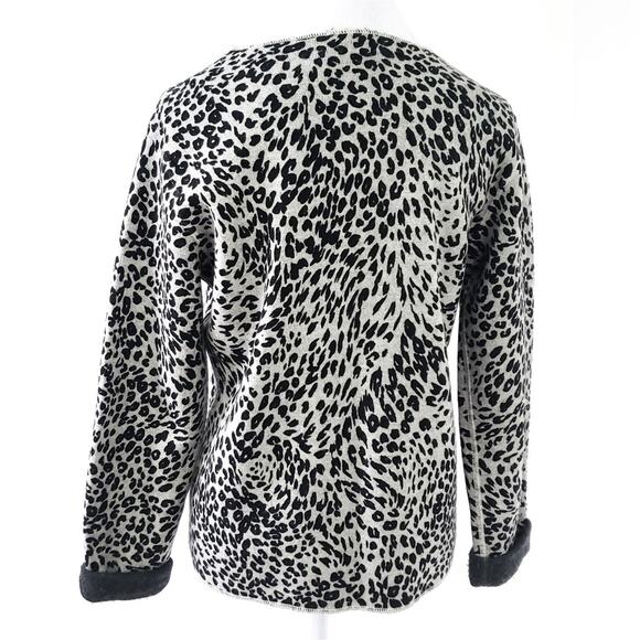 Austin Reed 100% Wool Leopard Cardigan Gray Black Neutral, Long Sleeve Sweater - Picture 2 of 8